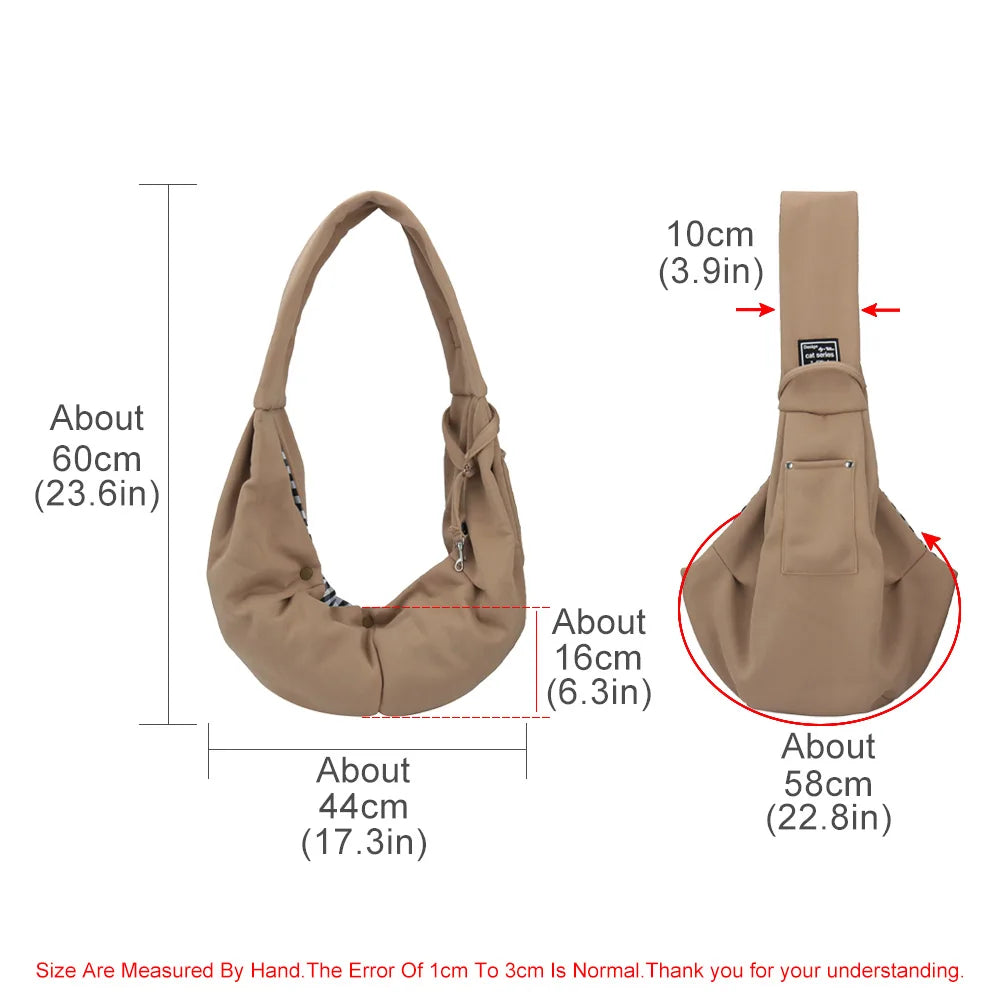 Hands-Free Pet Sling Bag – With Storage Pocket for Travel Essentials