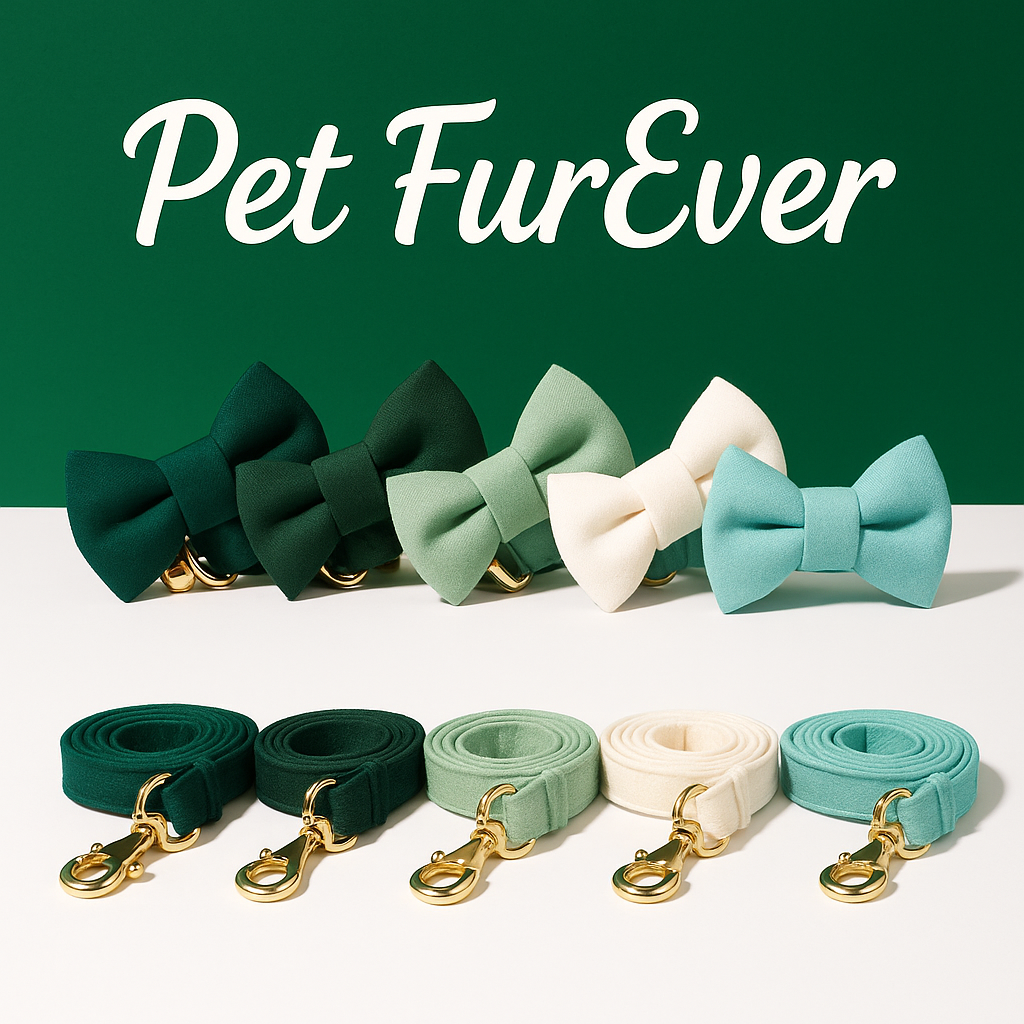 Velvet Cat Collar & Leash Set – Soft Bow Tie Collar with Bell for Cats & Small Dogs