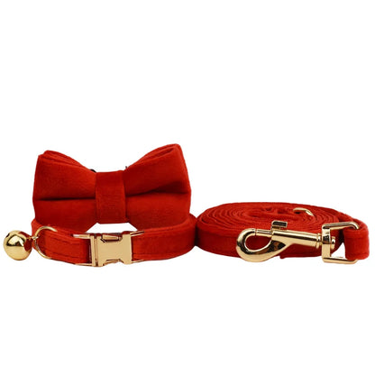 Velvet Cat Collar & Leash Set – Soft Bow Tie Collar with Bell for Cats & Small Dogs