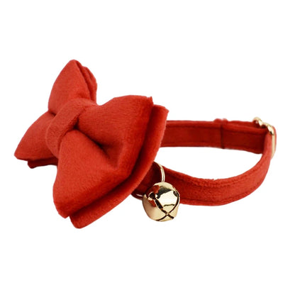 Velvet Cat Collar & Leash Set – Soft Bow Tie Collar with Bell for Cats & Small Dogs