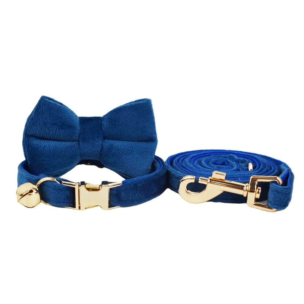 Velvet Cat Collar & Leash Set – Soft Bow Tie Collar with Bell for Cats & Small Dogs