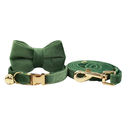 Velvet Cat Collar & Leash Set – Soft Bow Tie Collar with Bell for Cats & Small Dogs
