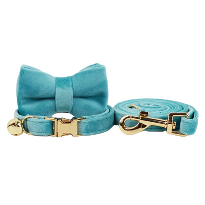 Velvet Cat Collar & Leash Set – Soft Bow Tie Collar with Bell for Cats & Small Dogs