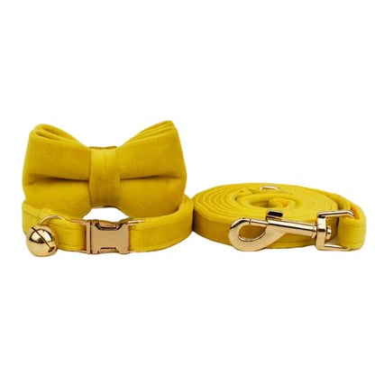 Velvet Cat Collar & Leash Set – Soft Bow Tie Collar with Bell for Cats & Small Dogs
