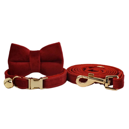 Velvet Cat Collar & Leash Set – Soft Bow Tie Collar with Bell for Cats & Small Dogs