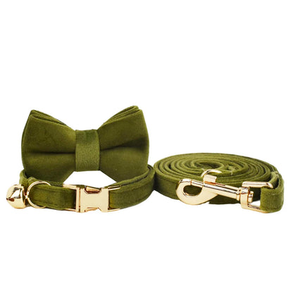 Velvet Cat Collar & Leash Set – Soft Bow Tie Collar with Bell for Cats & Small Dogs