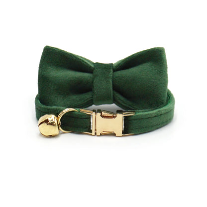 Velvet Cat Collar & Leash Set – Soft Bow Tie Collar with Bell for Cats & Small Dogs