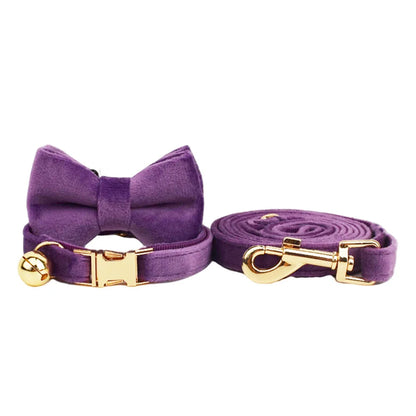 Velvet Cat Collar & Leash Set – Soft Bow Tie Collar with Bell for Cats & Small Dogs